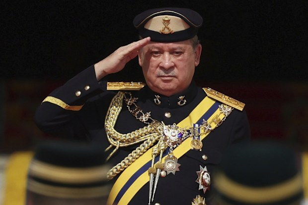 The incoming 17th King of Malaysia, the Sultan of Johor, Sultan Ibrahim Iskandar, salutes the guard of honor at National Palace in Kuala Lumpur, Malaysia, Wednesday, Jan. 31, 2024.