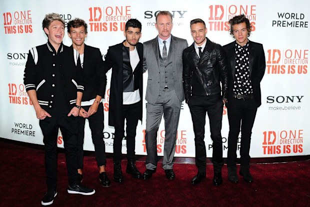 Director Morgan Spurlock with (L-R) Niall Horan, Louis Tomlinson, Zayn Malik, Liam Payne and Harry Styles at the World Premiere of One Direction: This Is Us, at the Empire Leicester Square, London.   (Photo by Ian West/PA Images via Getty Images)