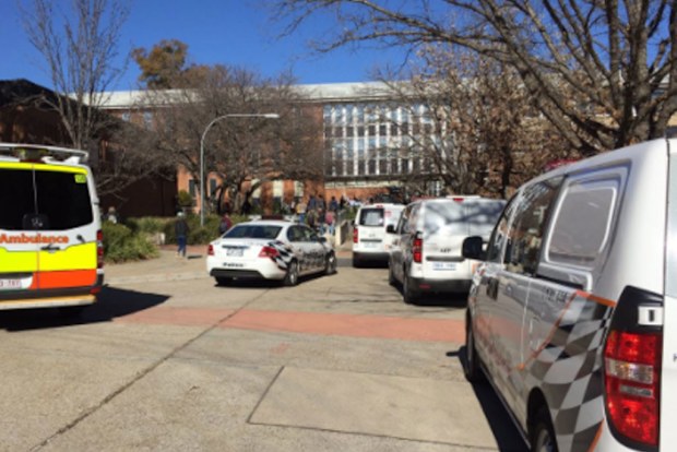 The scene today at ANU. Picture: Twitter/Jolene Laverty