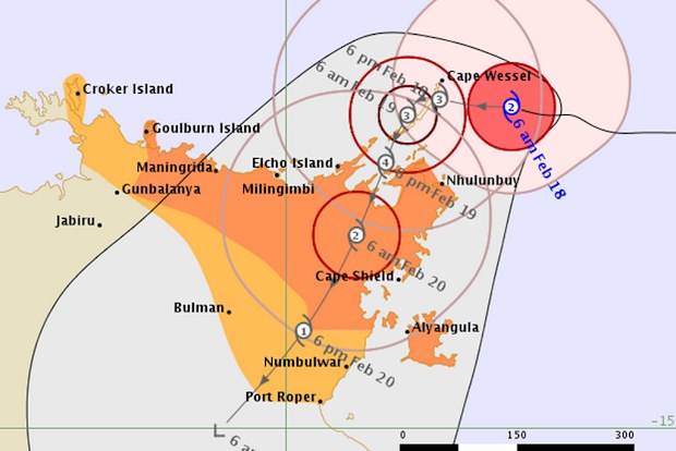 The cyclone's path. (BOM.gov.au)