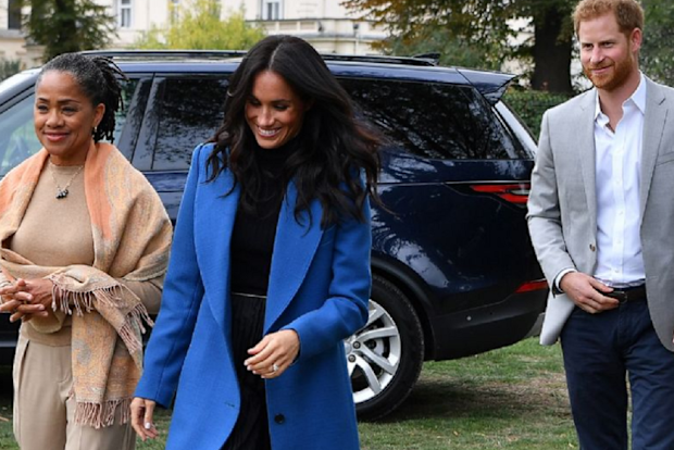 The Duke and Duchess of Sussex in London with Doria Ragland.