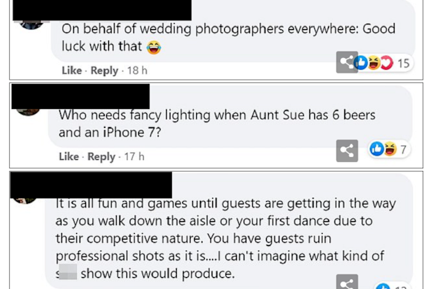 Photographers respond to wedding photos request