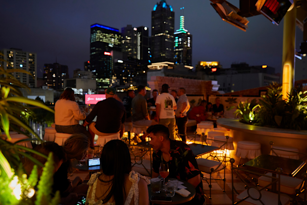 HER Bar rooftop at night in Melbourne