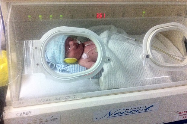 He was transported to a hospital with neonatal care.