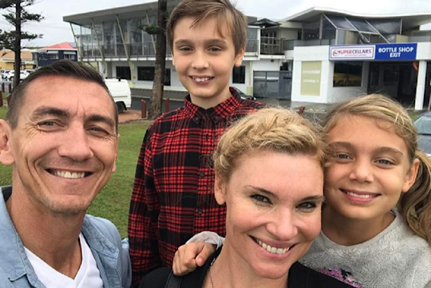 Chloe Maxwell with husband Mat Rogers and their children Max and Phoenix.