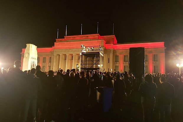The family attending the dawn service in Auckland, New Zealand, in 2017.