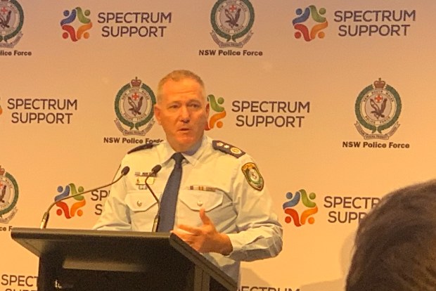 NSW Police Commissioner Michael Fuller addressing Thursday's press conference.