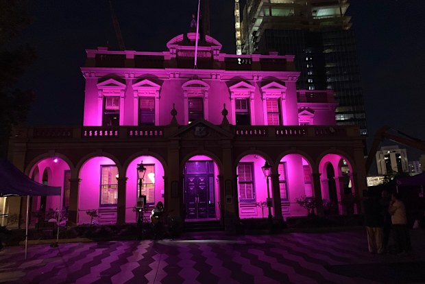 Parramatta Town Hall was illuminated in pink lights for the event.