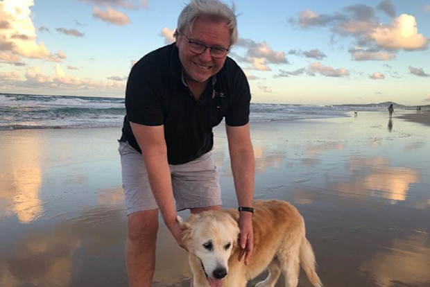 Rudd and Abby at the beach on the fur baby's 15th birthday.