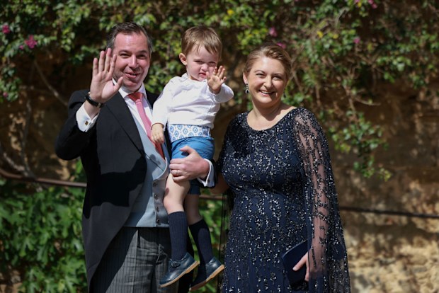 BORMES-LES-MIMOSAS, FRANCE - APRIL 29:  HRH Prince Guillaume of Luxembourg, HRH Prince Charles and HRH Crown attends the religious Wedding Of Her Royal Highness Alexandra of Luxembourg & Nicolas Bagory  on April 29, 2023 in Bormes-les-Mimosas, France. (Photo by Arnold Jerocki/WireImage)