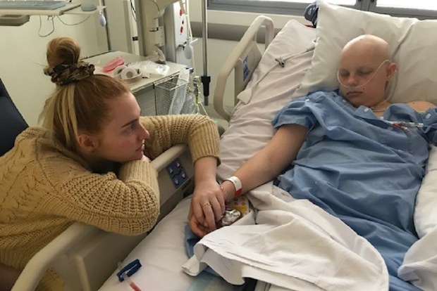Maddi supporting Molly in hospital during treatment.