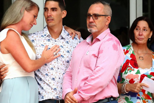Hannah Clarke's family at the funeral.