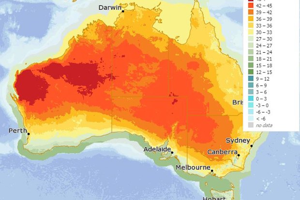 Parts of Western Australia are facing temperatures of 48C tomorrow. (Bureau of Meteorology)