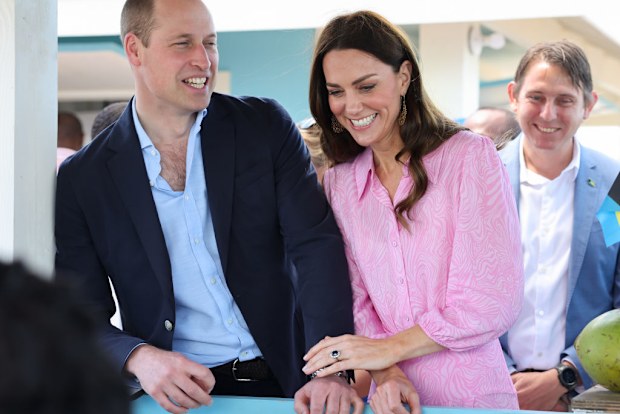Catherine and Prince William during a visit to a Fish Fry
