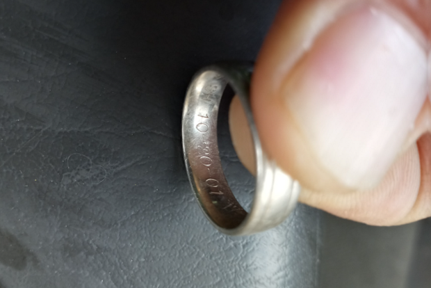 The ring was inscribed with their wedding date.