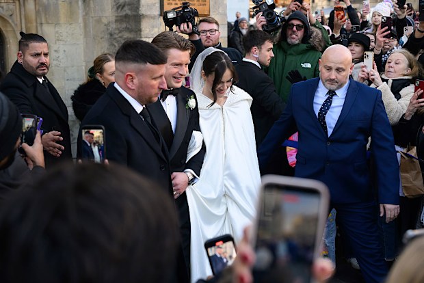 Guests arrive for the Wedding of Holly Ramsay and Adam Peaty at Bath Abbey on 27th December 2025 in Bath, Somerset, UK.
