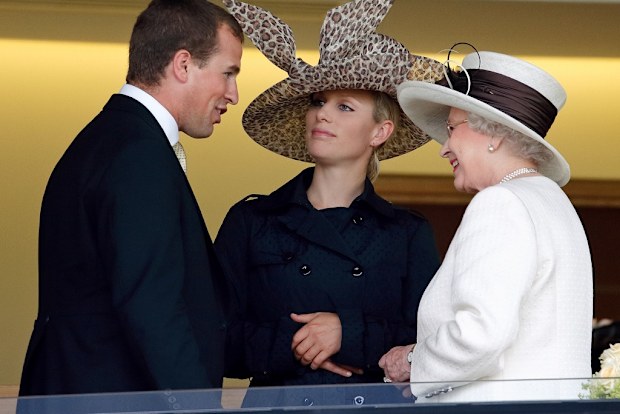 Peter pictured with sister Zara and his grandmother Queen Elizabeth.