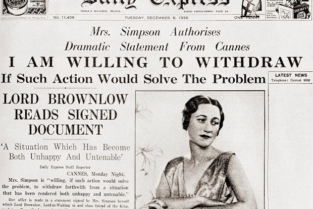 Front page story from The Daily Express of December 8th, 1936 issuing a statement from Simpson.