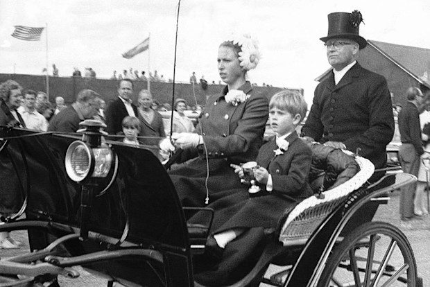 Princess Anne accompanied by Prince Edward, driving a French Chaise. June 22 1969.