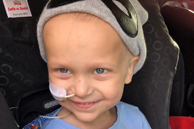 Ollie leukaemia in the car