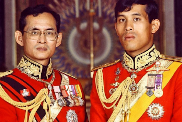 His Majesty King Maha Vajiralongkorn together with his father, the Late King Bhumibol Adulyadej.