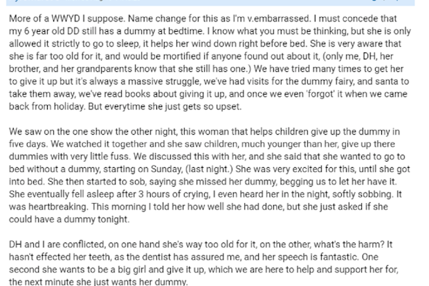 Mumsnet post on dummy