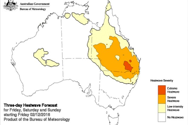 The heatwave forecast for Friday to Sunday. (BoM)