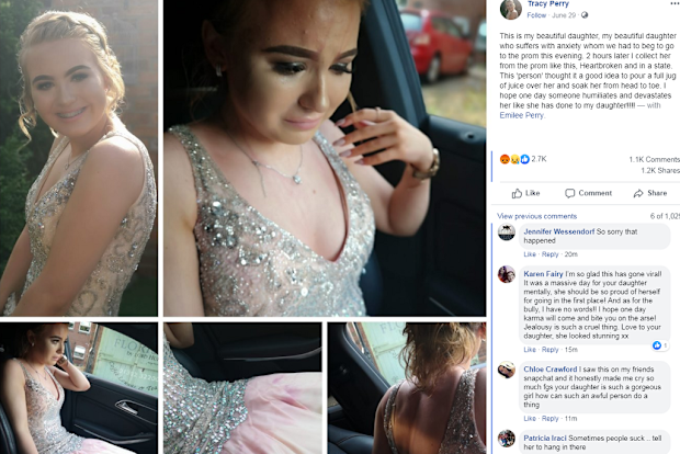 Her mum shared the post on Facebook.