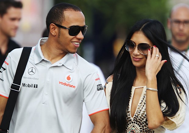 Lewis Hamilton and Nicole Scherzinger during qualifying for the Turkish Formula One Grand Prix at Istanbul Park on May 29, 2010, in Istanbul, Turkey.