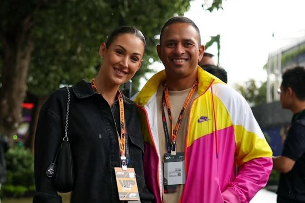 Rachel Khawaja and Usman at the Australian Grand Prix in Melbourne.