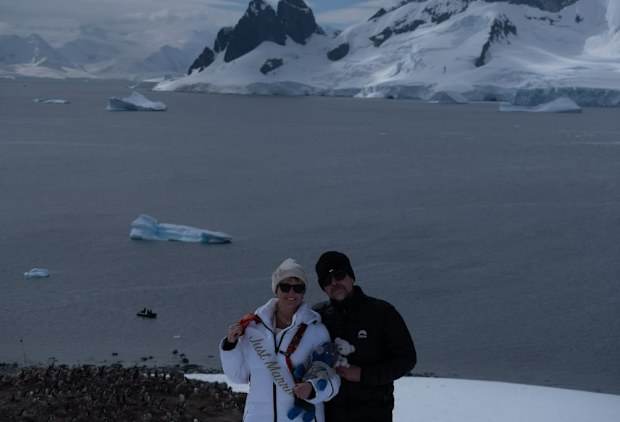 Tanya Conole and Bill Davidson who exchanged wedding vows in Antarctica.