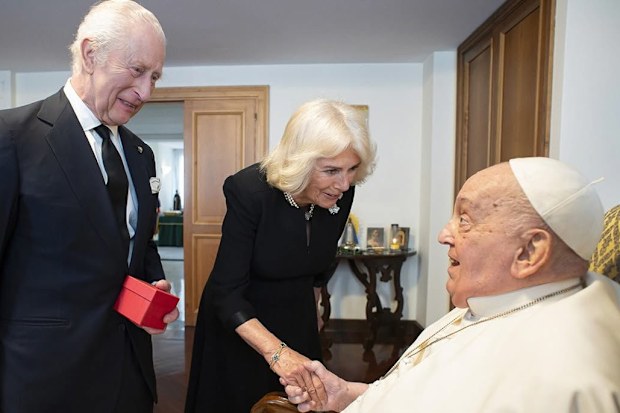 King Charles and Queen Camilla meet with Pope Francis
