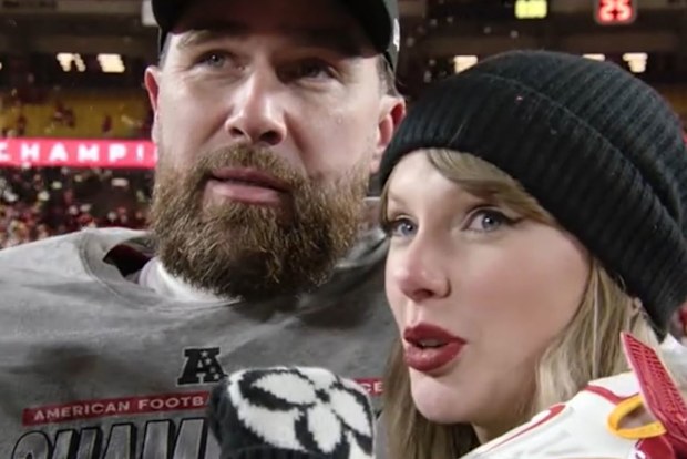 Travis Kelce and Taylor Swift at the AFC Championship