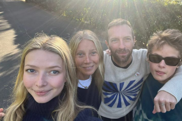 Gwyneth Paltrow and ex Chris Martin with kids Apple and Moses Martin