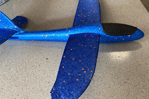 The foam glider sells for $3.50 at Kmart.
