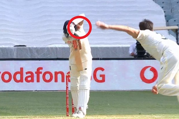 Pat Cummins gets one to rear on Haseeb Hameed.