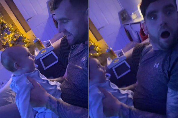 TikTok dad hears newborn son say hello. 