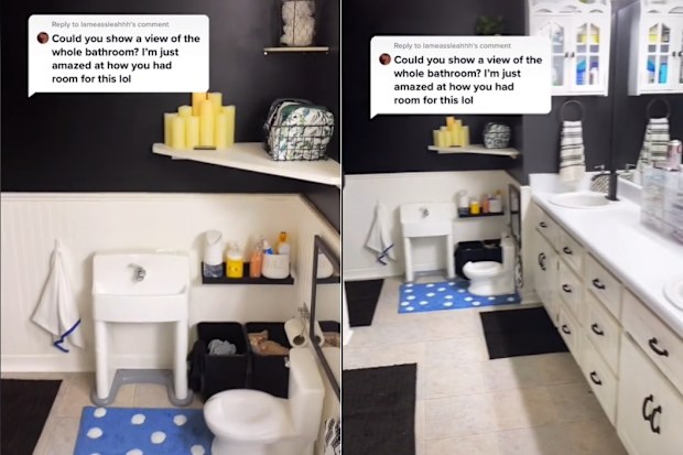 Mum builds toddler a mini bathroom. 