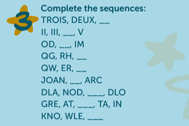 3 - Complete the sequences