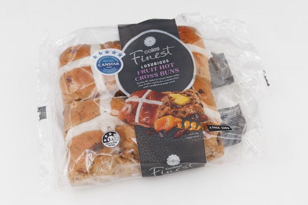 Coles Luxurious Fruit Hot Cross Buns