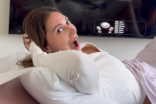 Francesca Farago seconds after finding out she's pregnant with twins.
