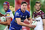 Kalyn Ponga of the Knights, Mitchell Moses of the Eels and Tom Trbojevic of the Sea Eagles.