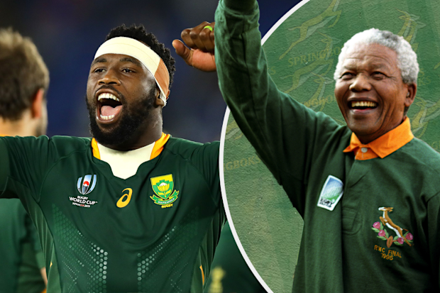 Siya Kolisi and Nelson Mandela.