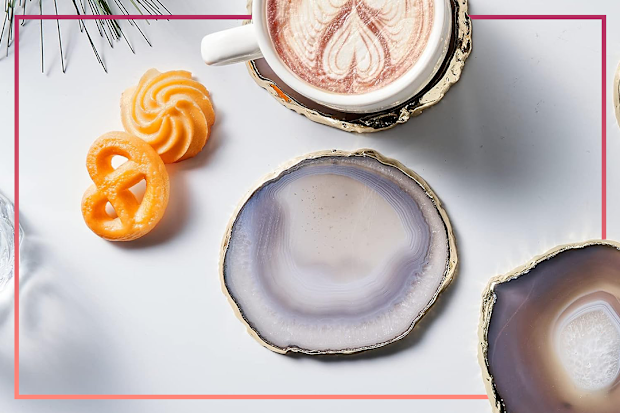 9PR: Grey Agate Coasters, Set of 4
