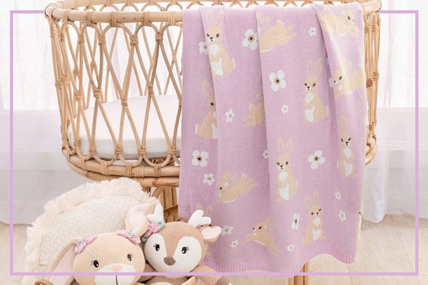 9PR: Living Textiles Whimsical 85cm Cotton Baby Blanket