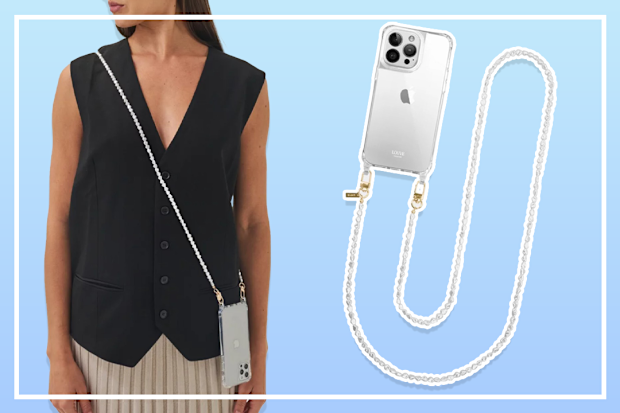 9PR: Louve Collection Clear Phone Case + Pearl Crossbody Chain