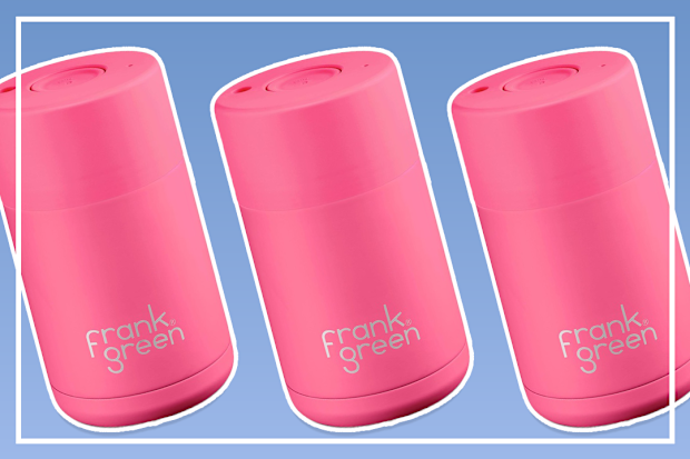 9PR: Frank Green 10oz Stainless Steel Ceramic Reusable Cup with Push Button Lid Neon Pink