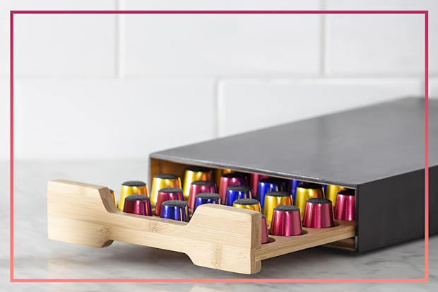 9PR: Bamboo Coffee Machine Board with Capsule Drawer