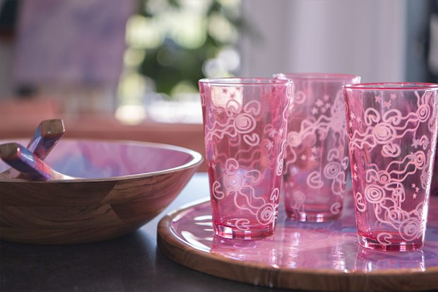 Indigenous artist Rachael Sarra has collaborated with Kmart on the Spirit Entwining homewares collection.