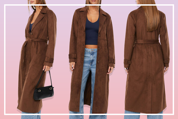 9PR: Cotton On Sarah Faux Suede Trench Coat 